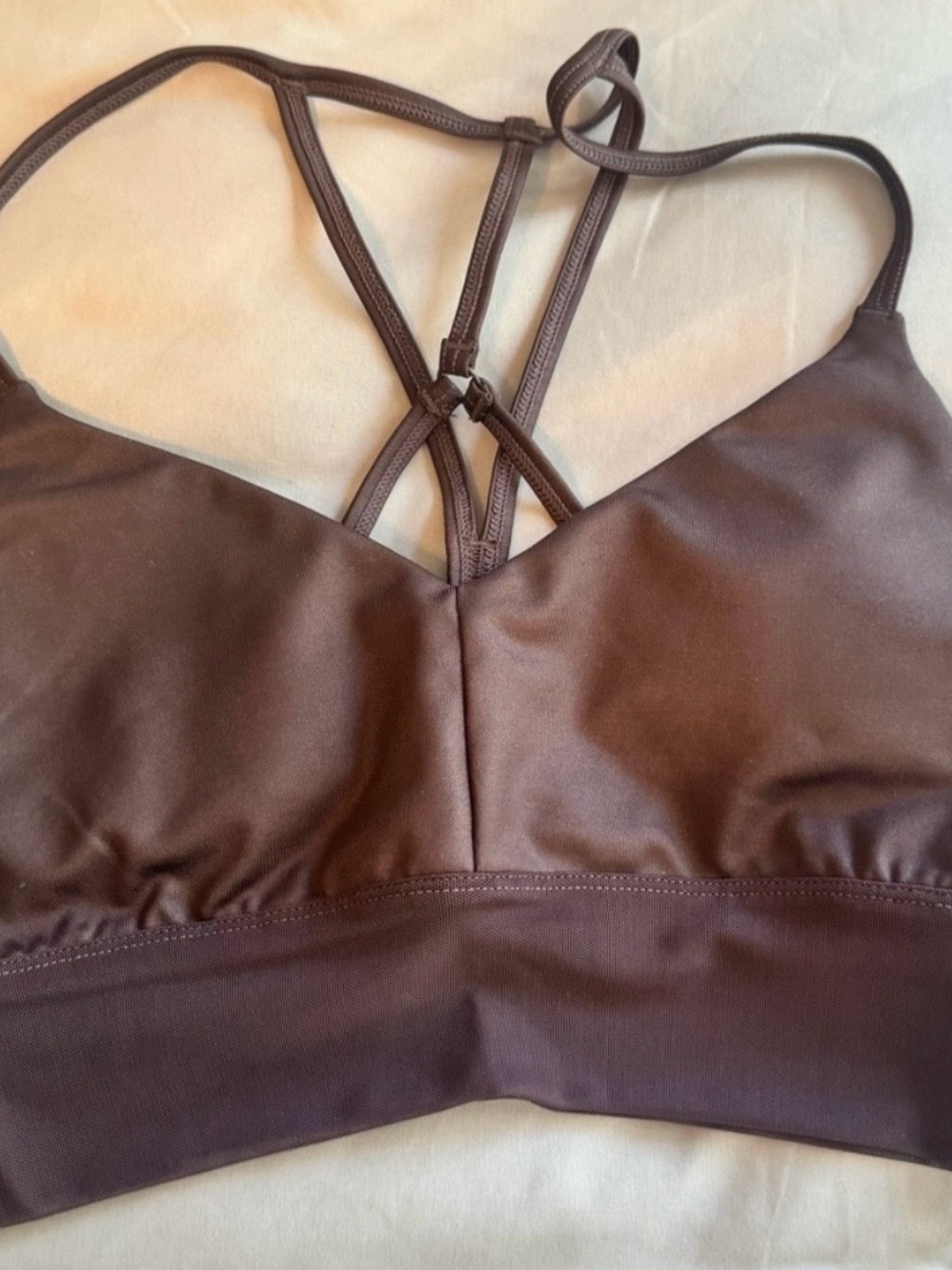 ALO Yoga Lush Chocolate Brown Strappy Sports Bra Bralette 🤎✨ - Picture 4 of 4